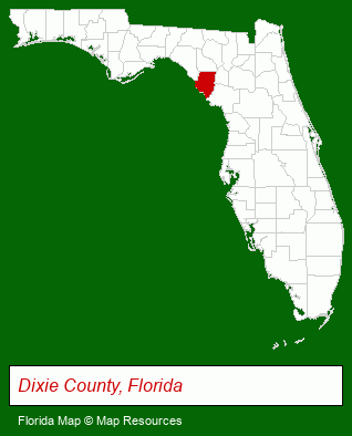 Florida map, showing the general location of Suwanee River Hideaway
