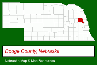 Nebraska map, showing the general location of Calvin Crest Camp Conference