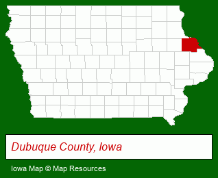 Iowa map, showing the general location of Greater Dubuque Development