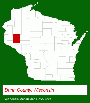 Wisconsin map, showing the general location of Dunn County Health Care Center