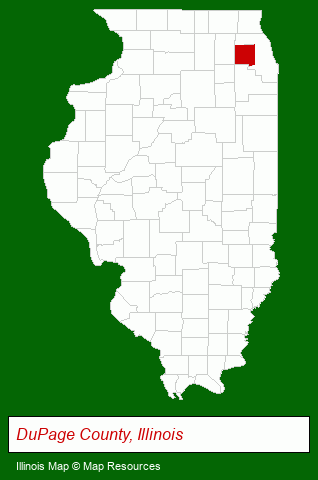 Illinois map, showing the general location of Courtyard Chicago Naperville
