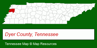 Tennessee map, showing the general location of Dyersburg Realty