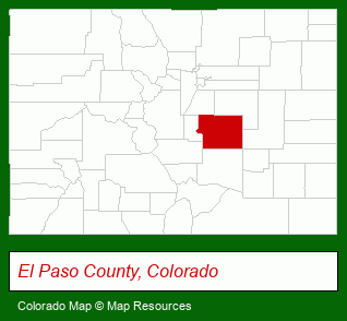 Colorado map, showing the general location of Pikes Peak Regional Development Corporation