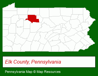 Pennsylvania map, showing the general location of Wapiti Woods