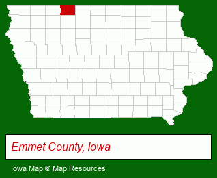 Iowa map, showing the general location of Green Acres Homes