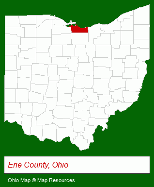 Ohio map, showing the general location of Erie Metroparks