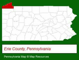 Pennsylvania map, showing the general location of Corry Industrial Center