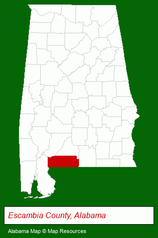 Alabama map, showing the general location of Timberline Homes Inc