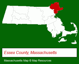 Massachusetts map, showing the general location of Captains Lodge