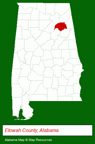 Alabama map, showing the general location of Copeland & Copeland