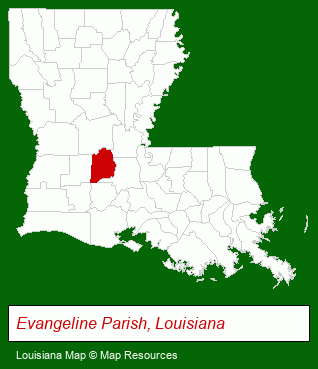 Louisiana map, showing the general location of Prairie Manor Nursing Home
