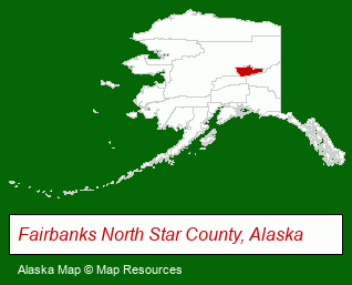 Alaska map, showing the general location of Birchwood Homes