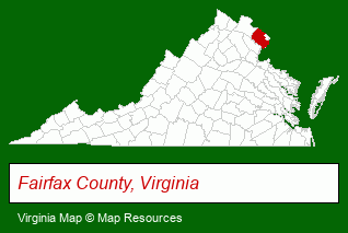 Virginia map, showing the general location of Ward Family Foundation