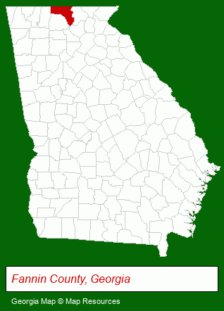 Georgia map, showing the general location of Tica | Georgia Cabin Rental Inc