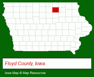 Iowa map, showing the general location of Fossil Prairie