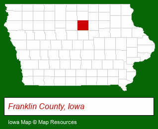 Iowa map, showing the general location of Franklin General Hospital
