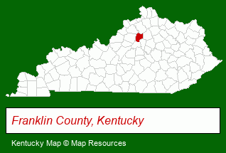 Kentucky map, showing the general location of Frankfort Parks & Recreation