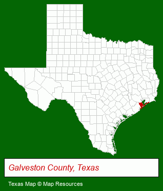 Texas map, showing the general location of Islander East Condominium