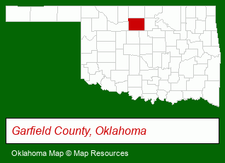 Oklahoma map, showing the general location of Seven Pines Village