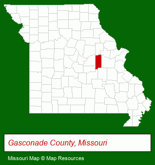 Missouri map, showing the general location of Hartman Real Estate