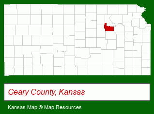 Kansas map, showing the general location of Junction City Abstract & Title