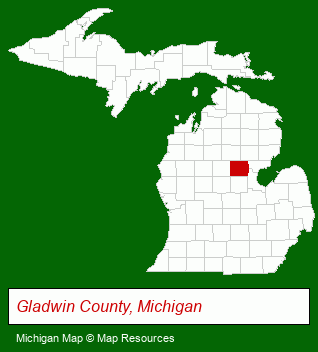 Michigan map, showing the general location of Gladwin City Housing