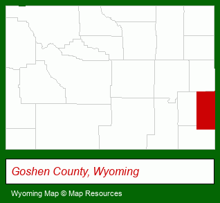 Wyoming map, showing the general location of Century 21