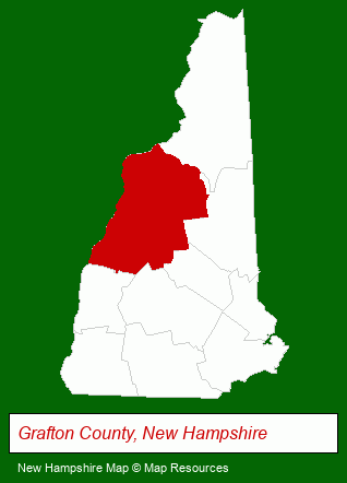 New Hampshire map, showing the general location of Maple Lodge