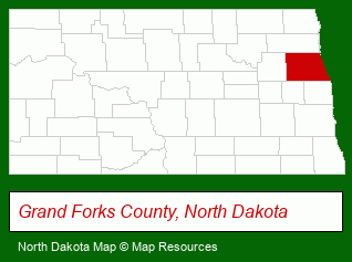 North Dakota map, showing the general location of Shawn D. Horn