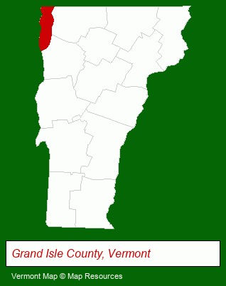 Vermont map, showing the general location of Apple Island Resort