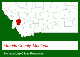 Montana map, showing the general location of Pintlar Territories