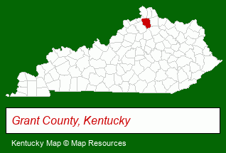 Kentucky map, showing the general location of Cincinnati South Campground