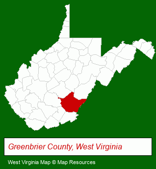 West Virginia map, showing the general location of Foxfire Mountain Properties