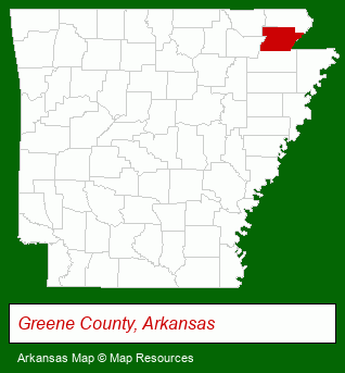 Arkansas map, showing the general location of Sunshine Manor Retirement Home