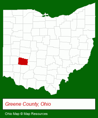 Ohio map, showing the general location of Greene Metropolitan Housing