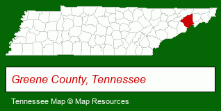 Tennessee map, showing the general location of Greene County Land & Auction