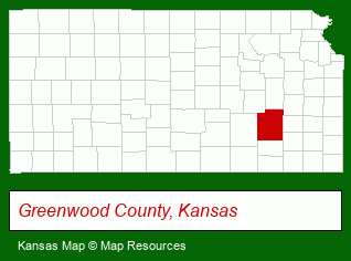Kansas map, showing the general location of Greenwood County Accounting