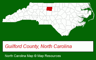 North Carolina map, showing the general location of D S Chaney Properties LLC