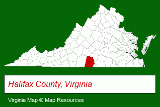 Virginia map, showing the general location of Joel C Cunningham Jr