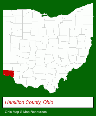 Ohio map, showing the general location of Ahlrichs & Ahlrichs