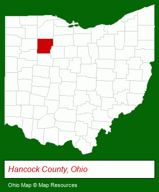Ohio map, showing the general location of Hancock County Park District