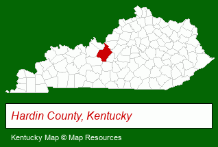 Kentucky map, showing the general location of Elizabethtown Industrial Foundation