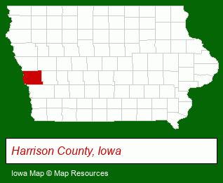 Iowa map, showing the general location of Harrison County Conservation