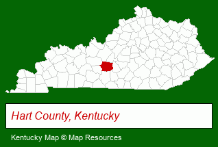 Kentucky map, showing the general location of Hart County Realty