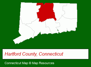Connecticut map, showing the general location of Chfa