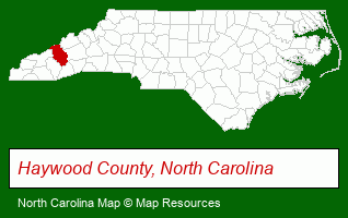 North Carolina map, showing the general location of Haywood Lodge & Retirement Center