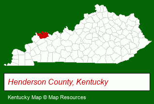 Kentucky map, showing the general location of Henderson Parks & Recreation