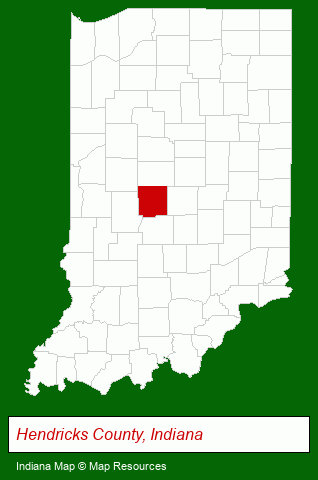 Indiana map, showing the general location of Hendricks County Economic Development