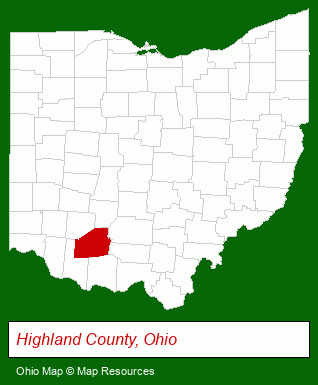 Ohio map, showing the general location of Laurels of Hillsboro