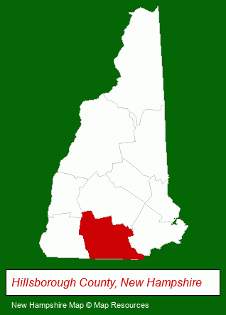 New Hampshire map, showing the general location of Shelters of New England